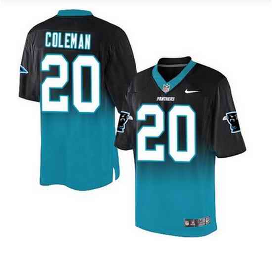 Nike Carolina Panthers #20 Kurt Coleman BlackBlue Mens Stitched NFL Elite Fadeaway Fashion Jersey
